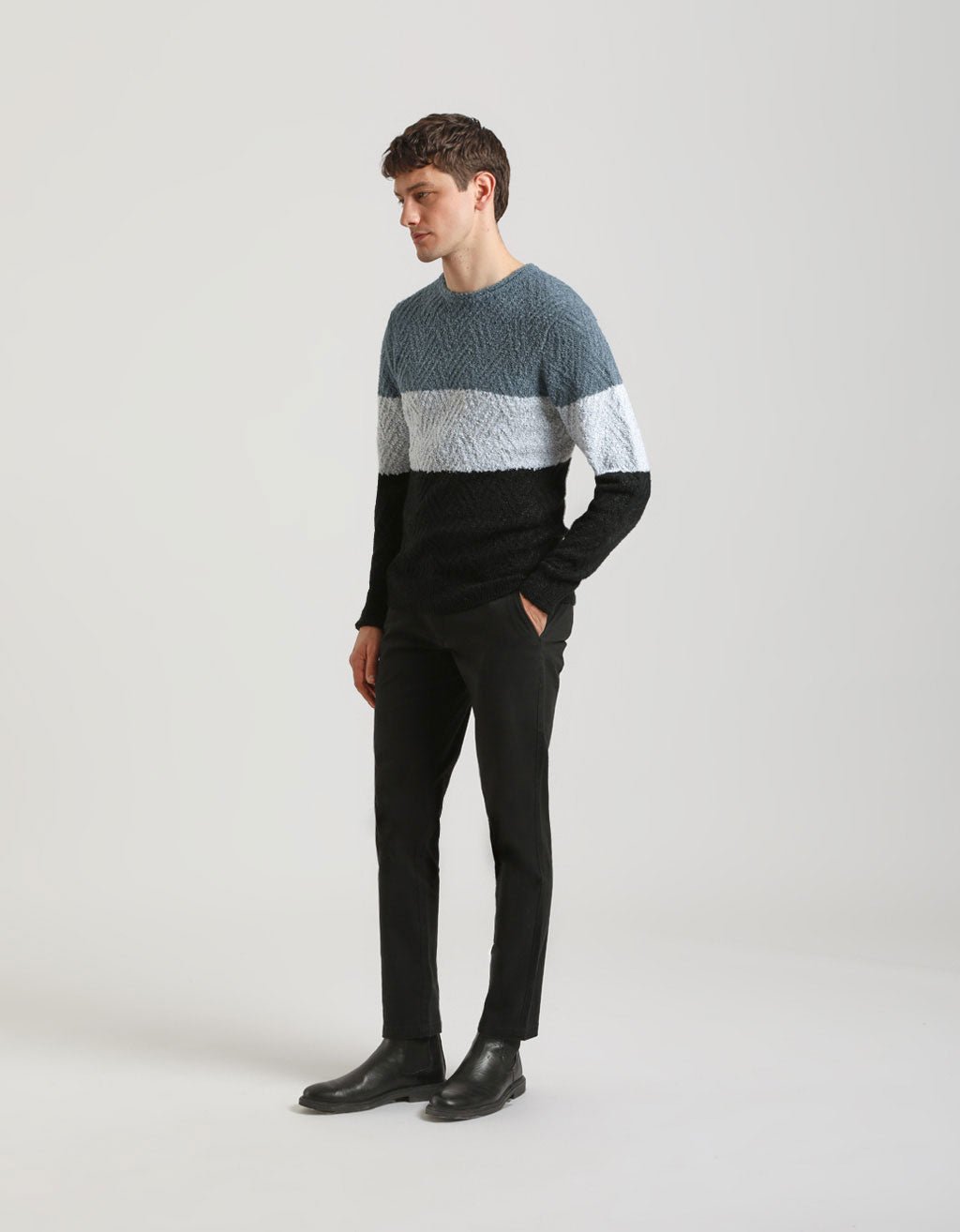 Maglia girocollo colorblock