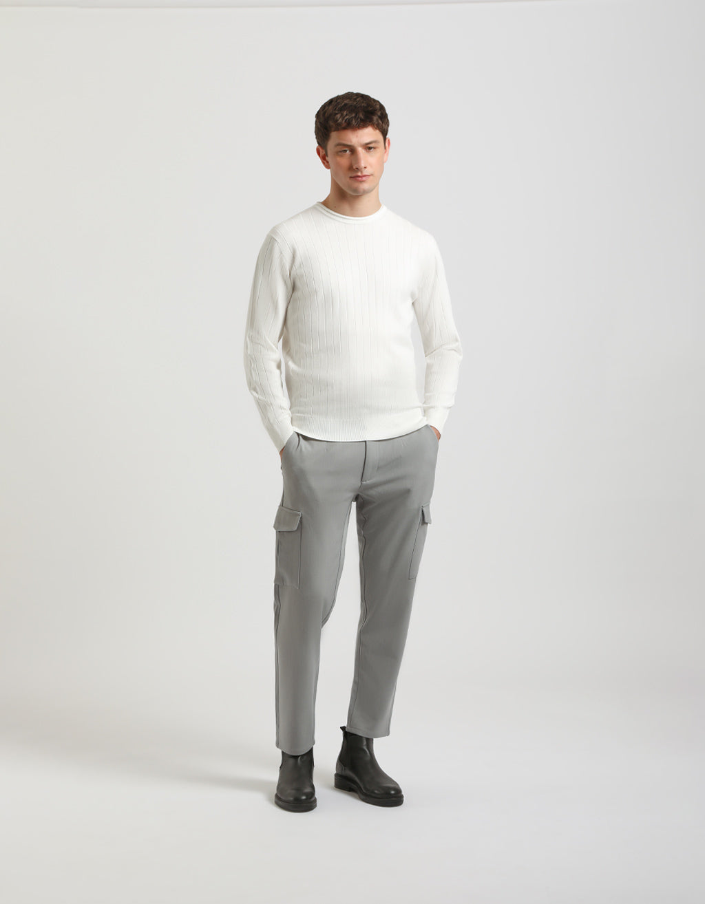 Maglia girocollo a coste