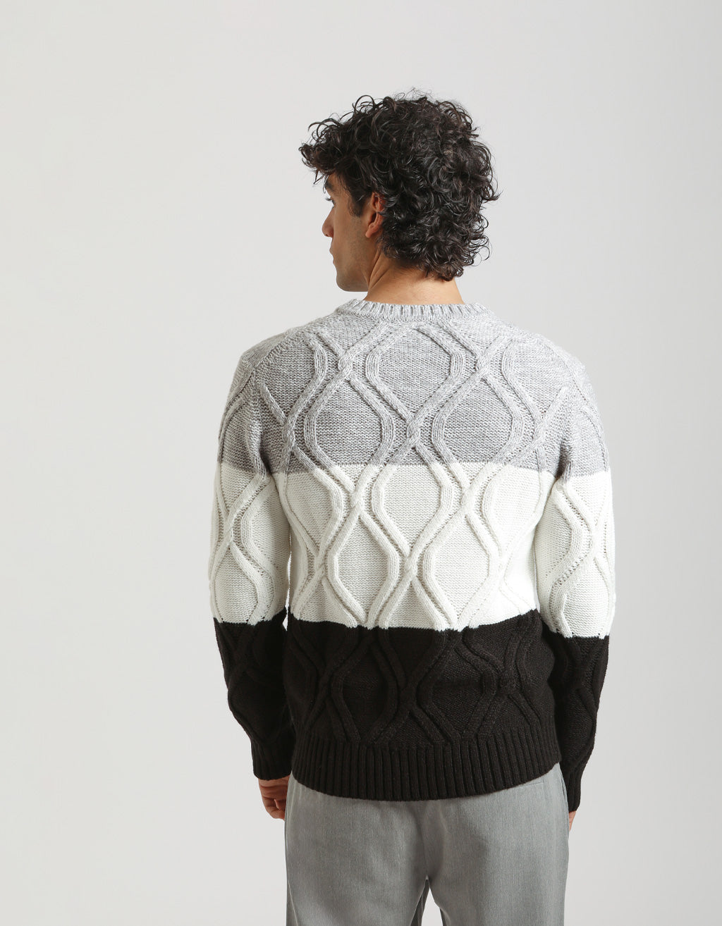 Maglia girocollo colorblock strutturata