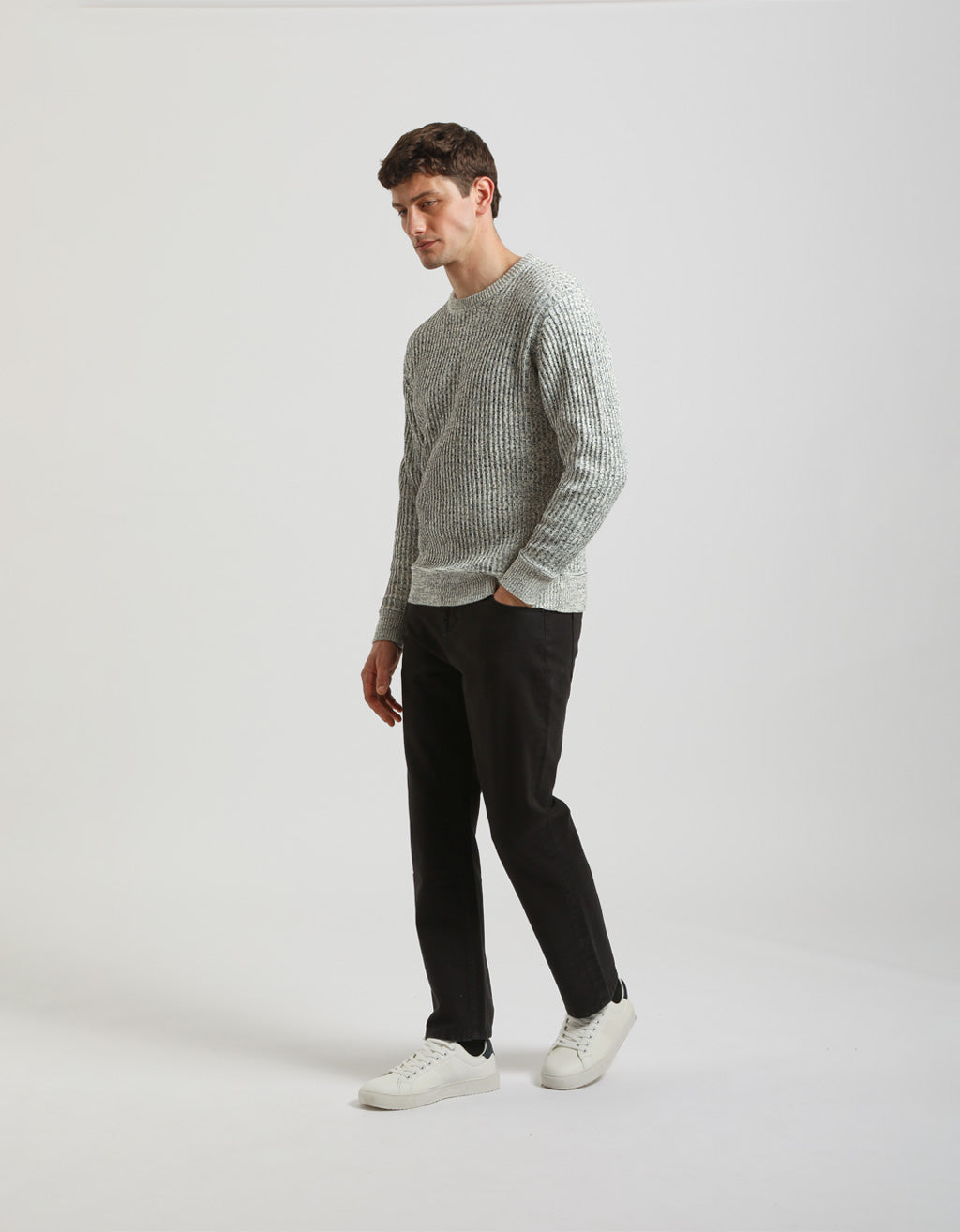 Maglia girocollo a coste 100% cotone