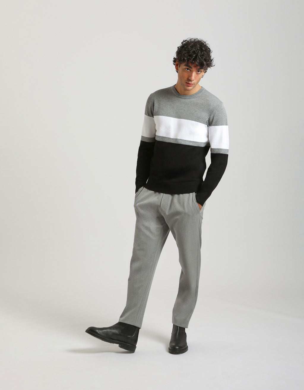 Maglia girocollo colorblock