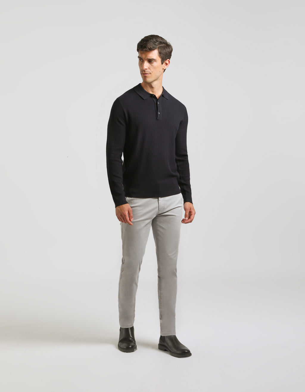 Polo manica lunga con tessuto strutturato