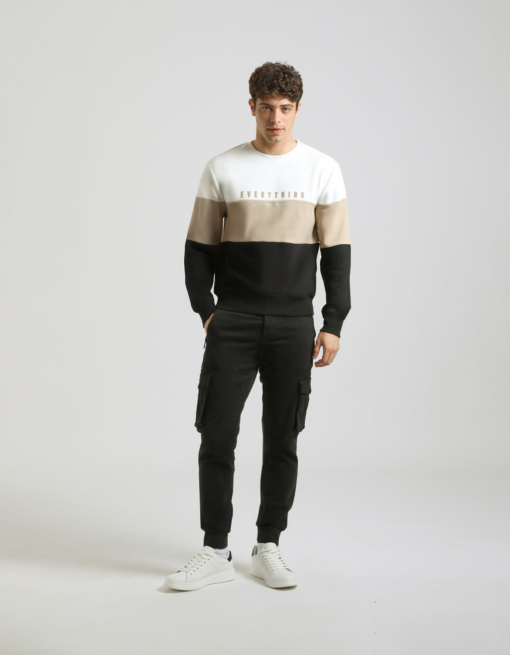 Felpa girocollo colorblock