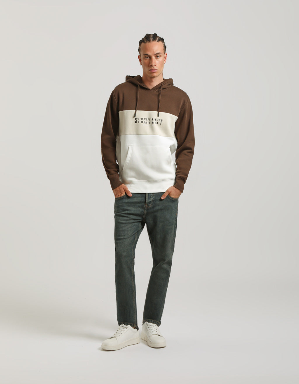 Felpa con cappuccio colorblock