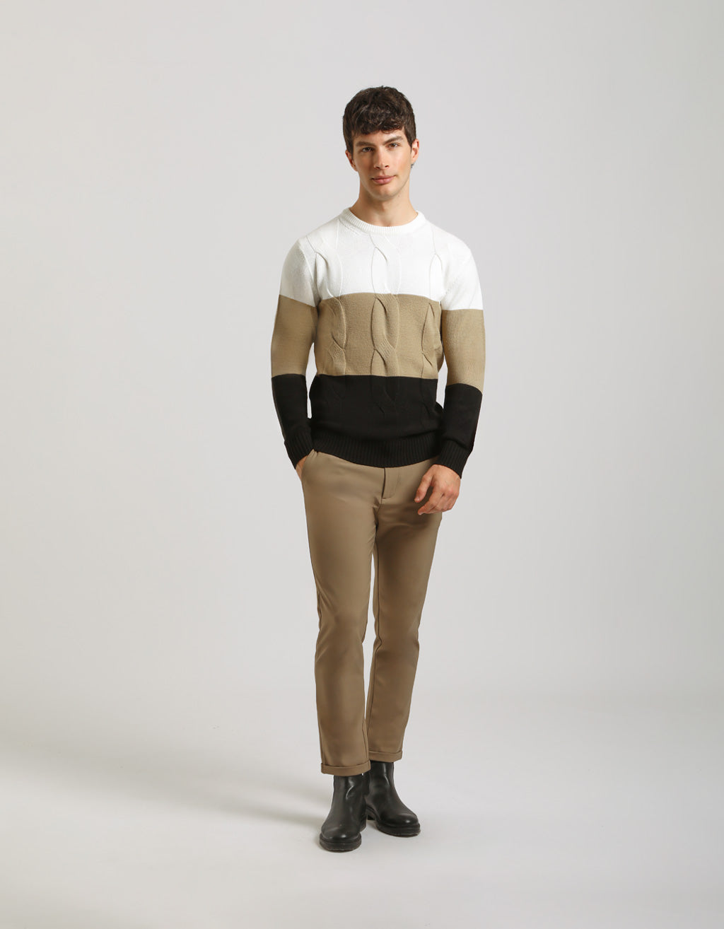 Maglia girocollo colorblock