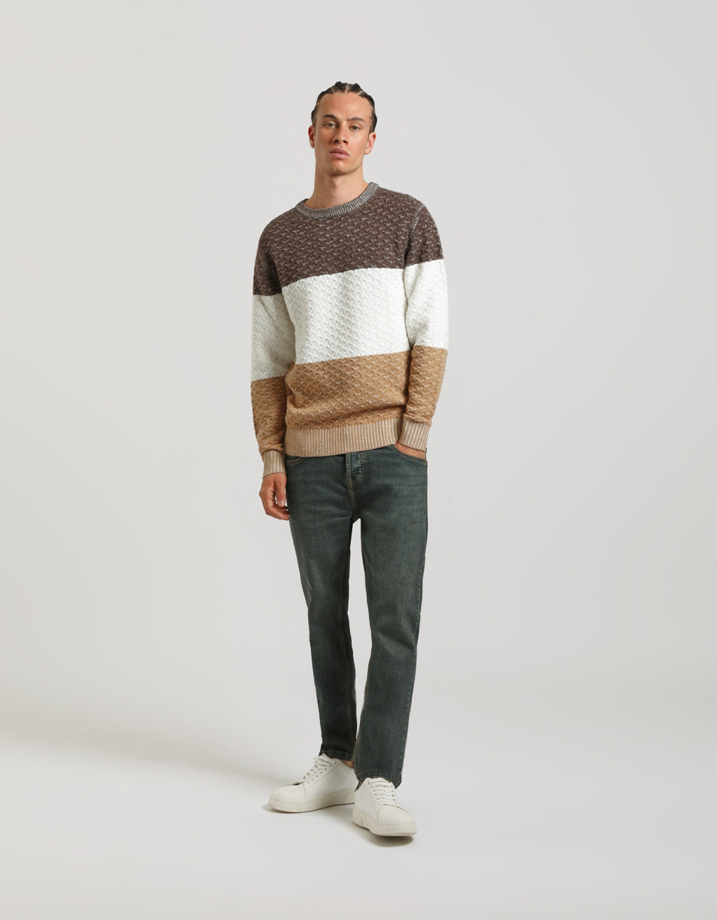 Maglia girocollo colorblock