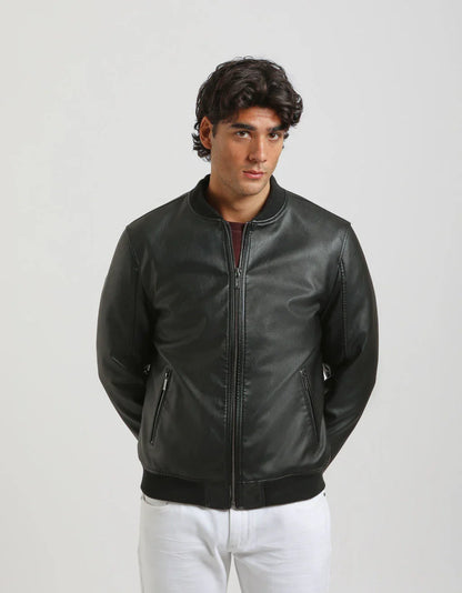 Giubbotto bomber effetto pelle