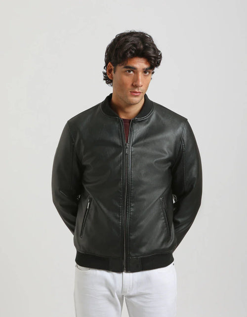 Giubbotto bomber effetto pelle