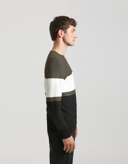 Maglia girocollo colorblock