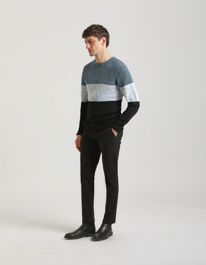 Maglia girocollo colorblock