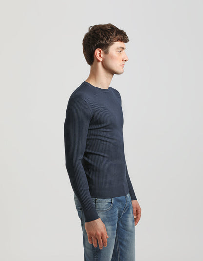 Maglia girocollo a coste