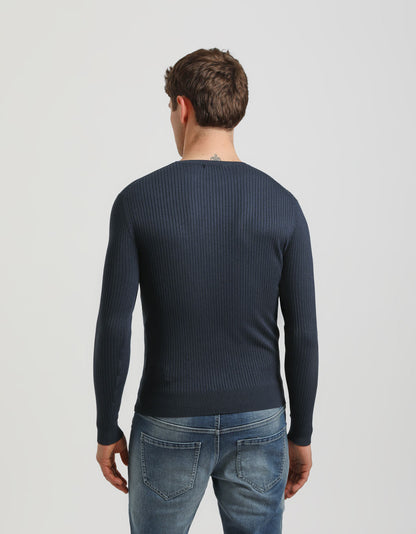 Maglia girocollo a coste