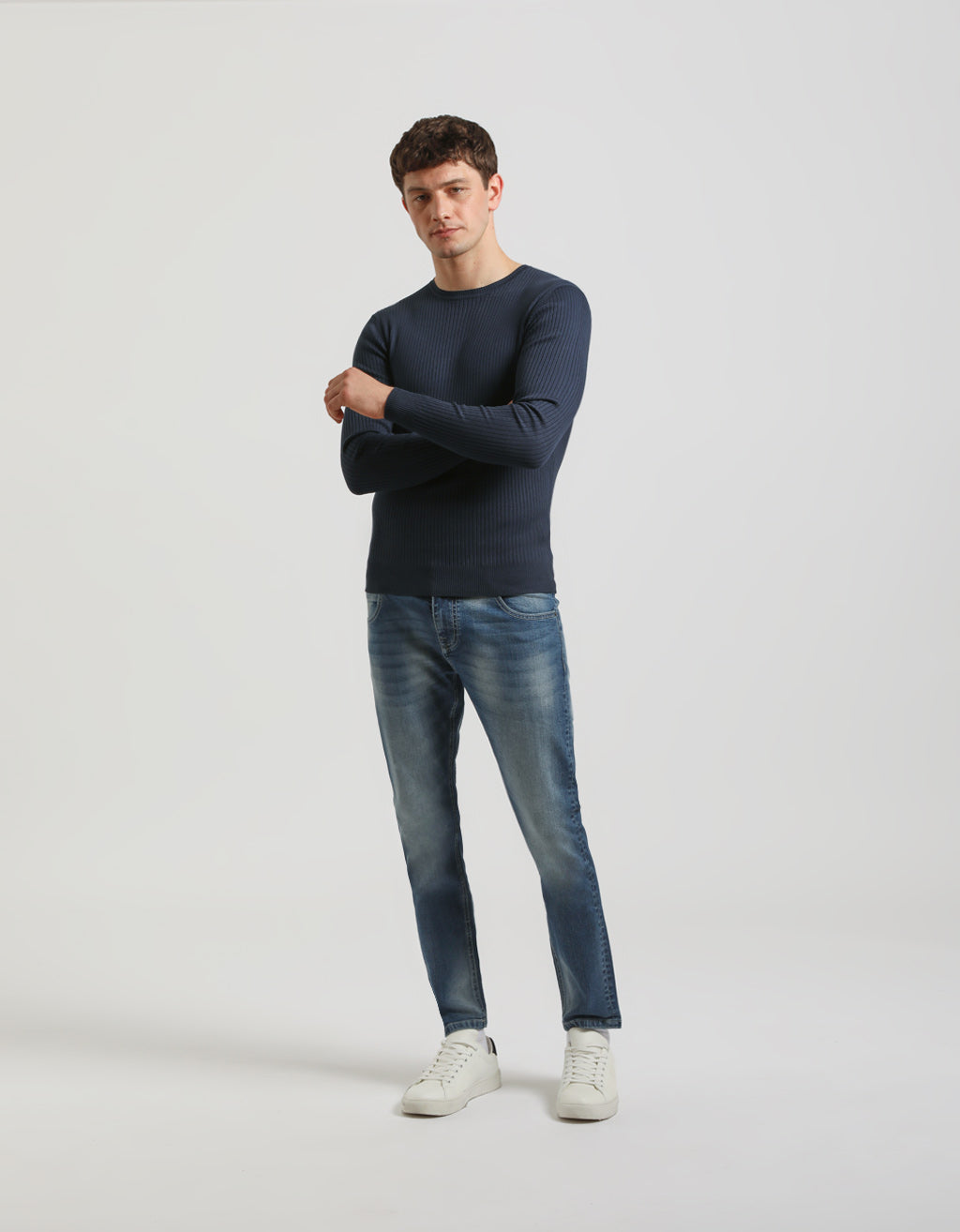 Maglia girocollo a coste