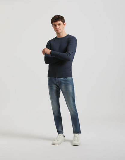 Maglia girocollo a coste