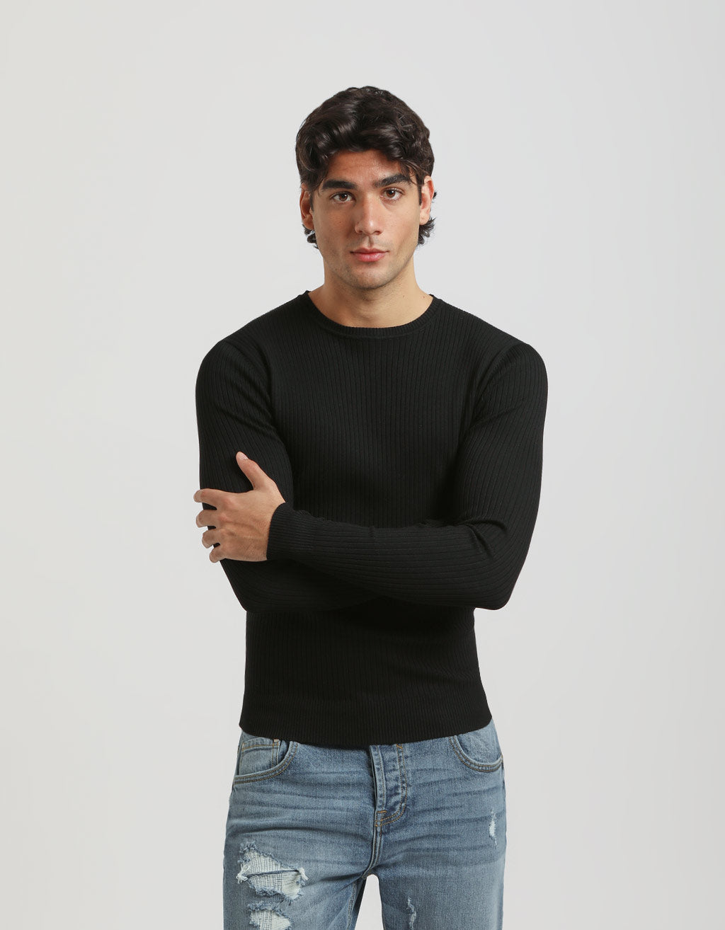 Maglia girocollo a coste