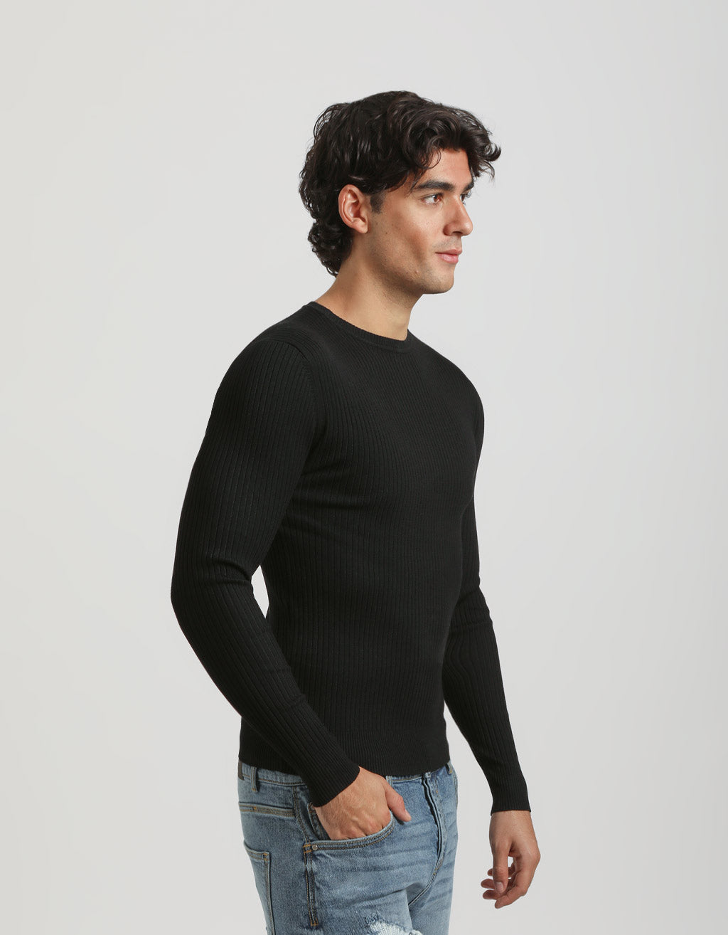 Maglia girocollo a coste