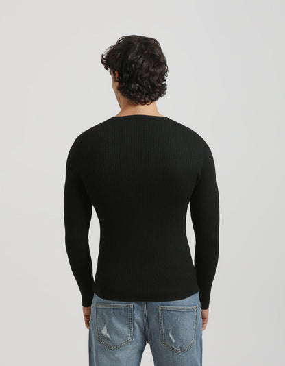 Maglia girocollo a coste