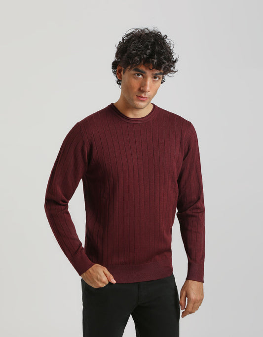 Maglia girocollo a coste