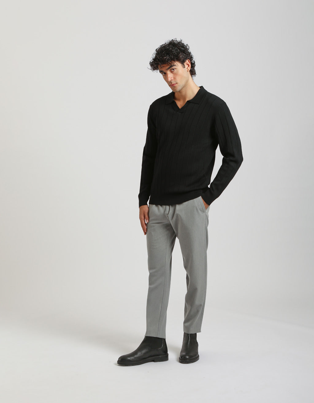 Polo manica lunga a coste