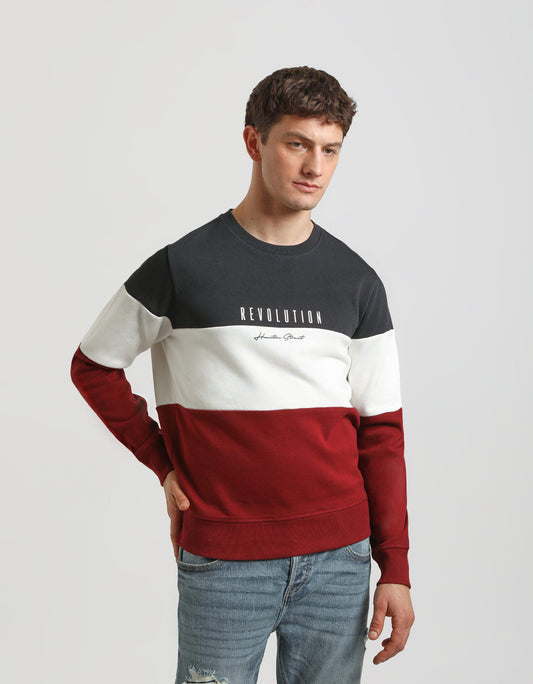 Felpa girocollo colorblock