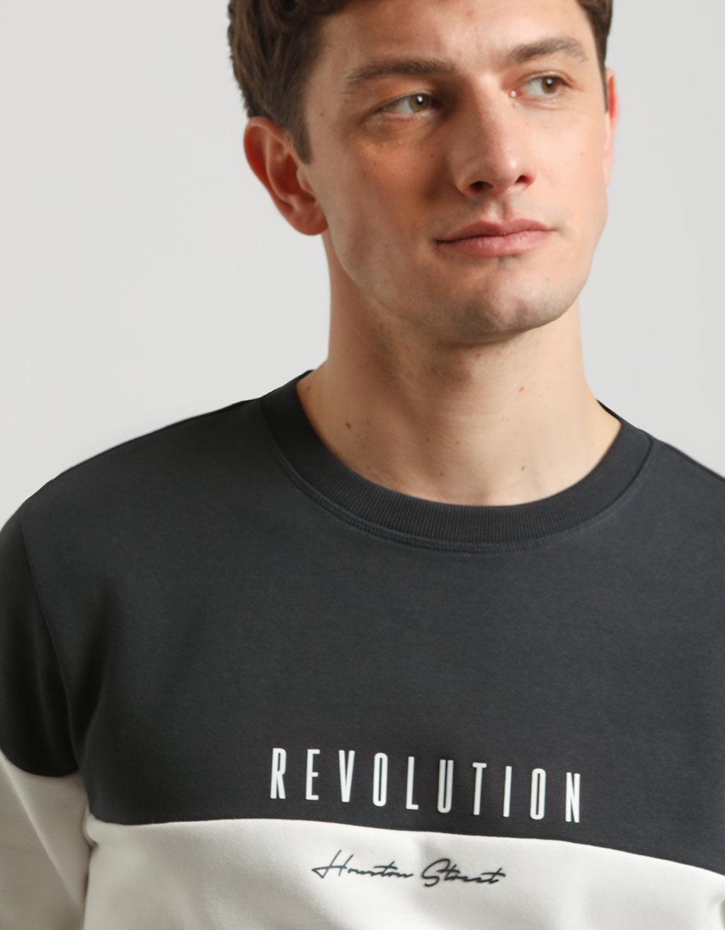 Felpa girocollo colorblock