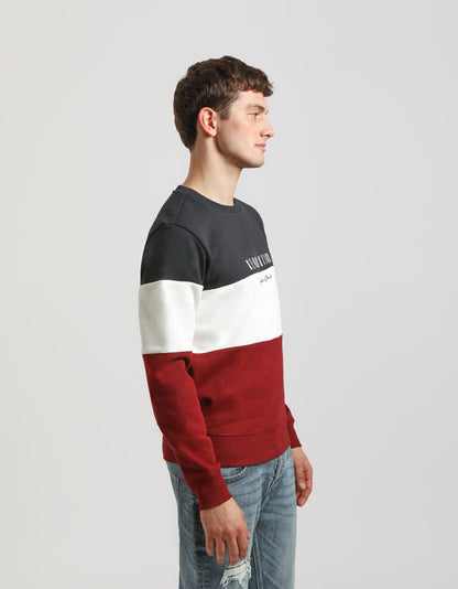 Felpa girocollo colorblock