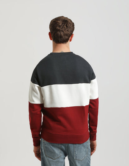 Felpa girocollo colorblock