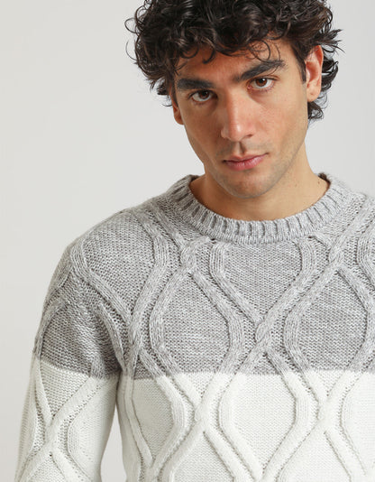 Maglia girocollo colorblock strutturata