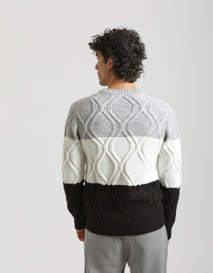 Maglia girocollo colorblock strutturata