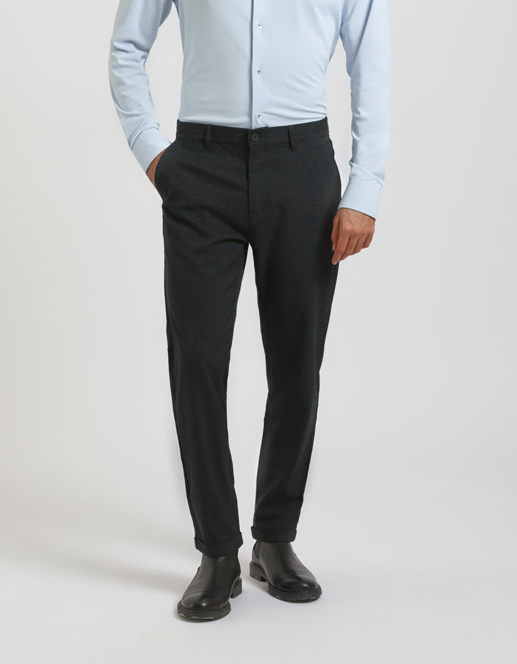 Pantaloni chino con fantasia a quadri