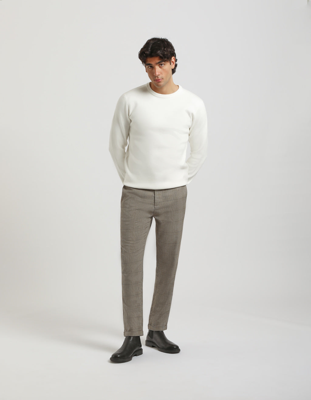 Pantaloni chino con fantasia a quadri