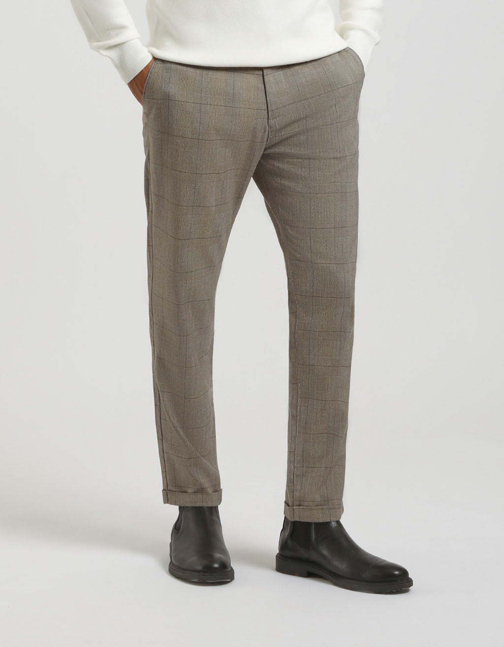 Pantaloni chino con fantasia a quadri