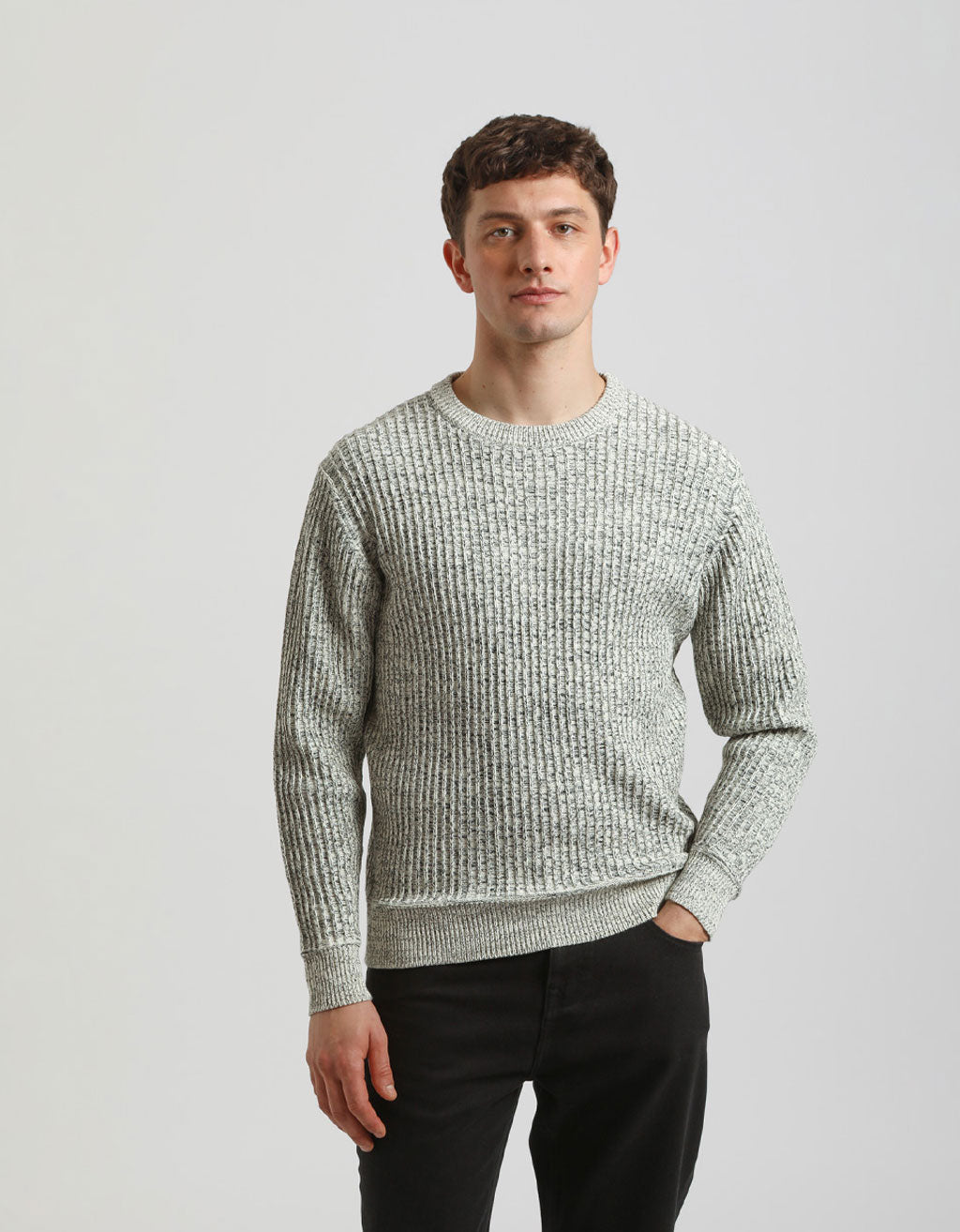 Maglia girocollo a coste 100% cotone