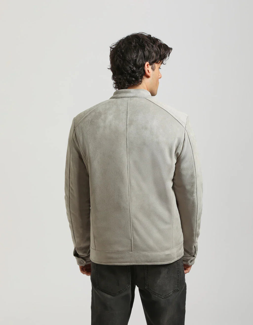 Giubbotto biker effetto camoscio