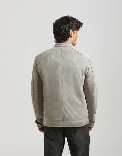 Giubbotto biker effetto camoscio