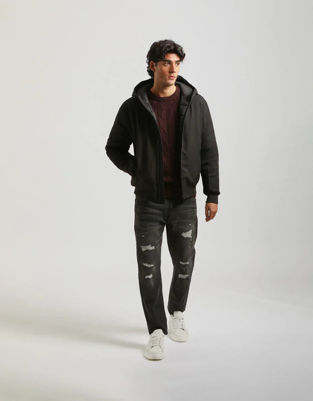 Bomber imbottito con cappuccio