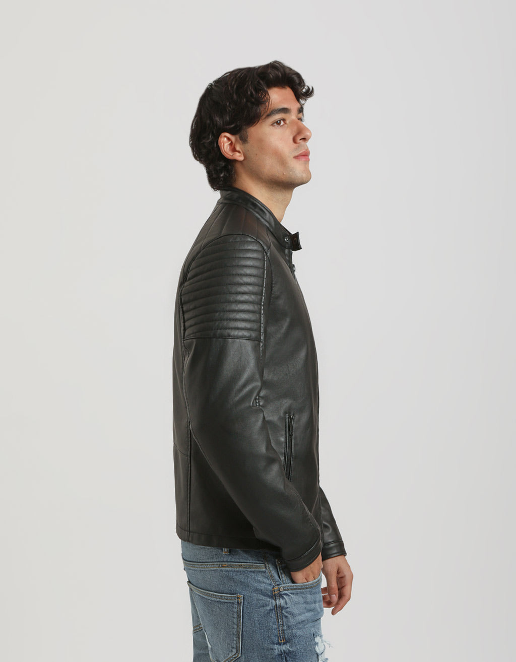 Giubbotto biker effetto pelle