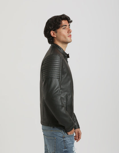 Giubbotto biker effetto pelle