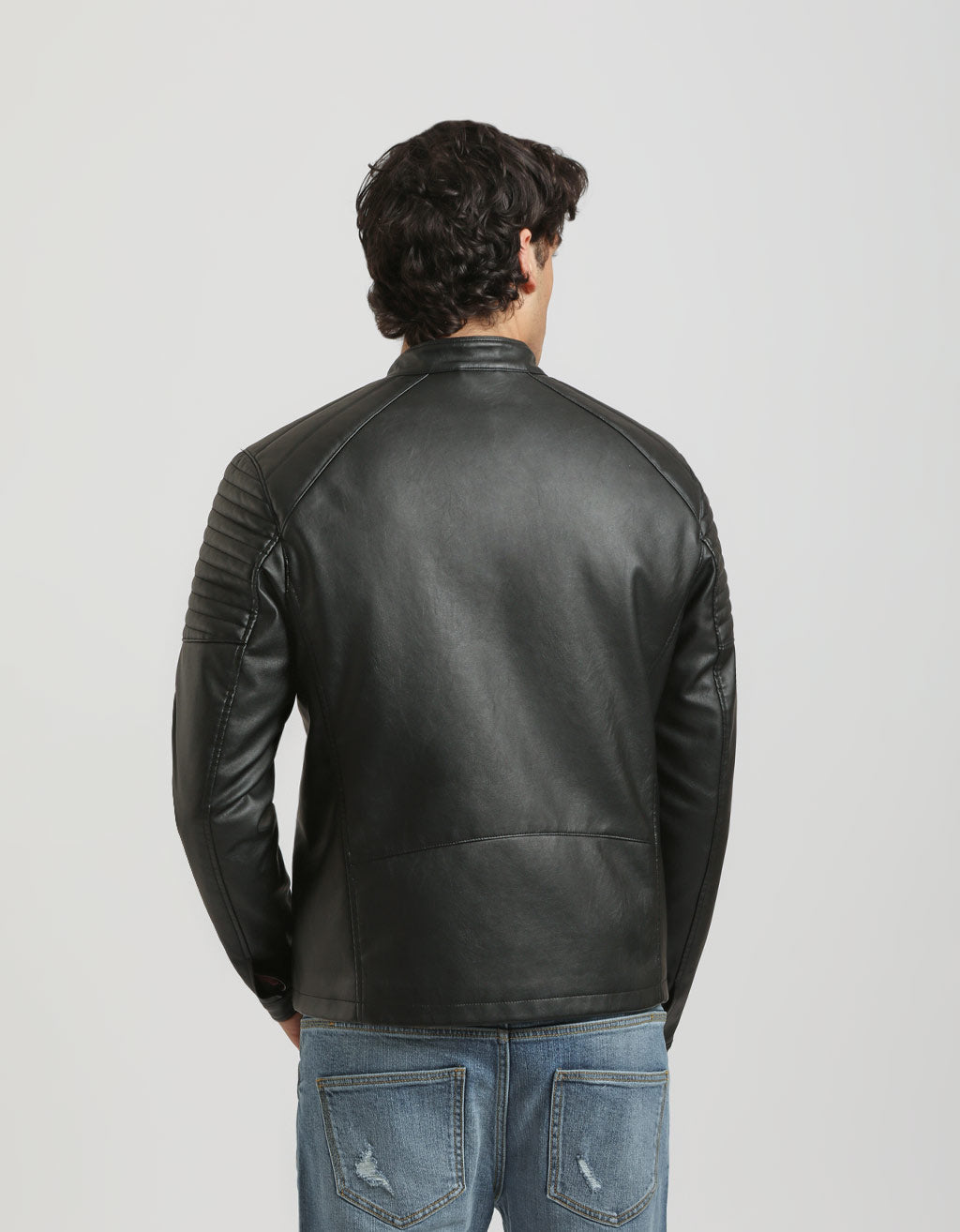 Giubbotto biker effetto pelle