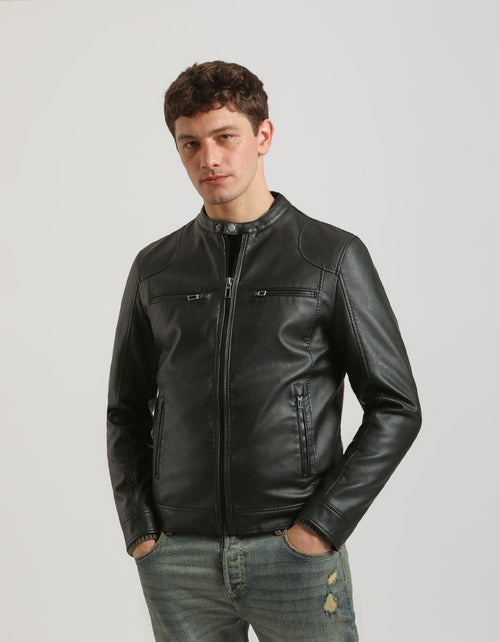 Giubbotto biker effetto pelle