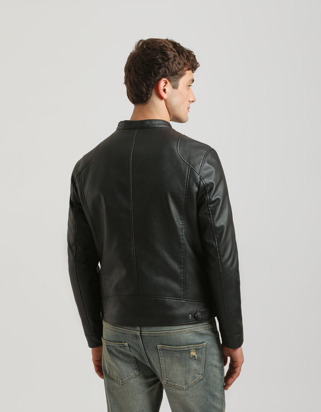 Giubbotto biker effetto pelle