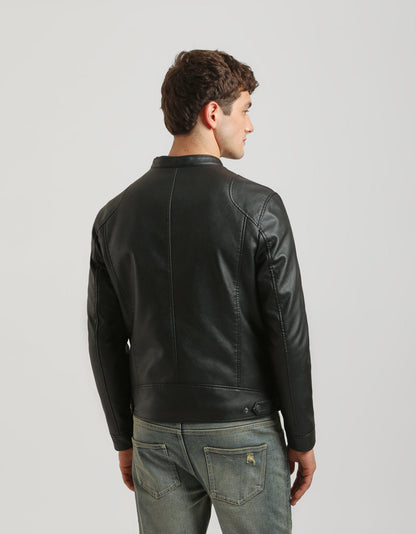 Giubbotto biker effetto pelle