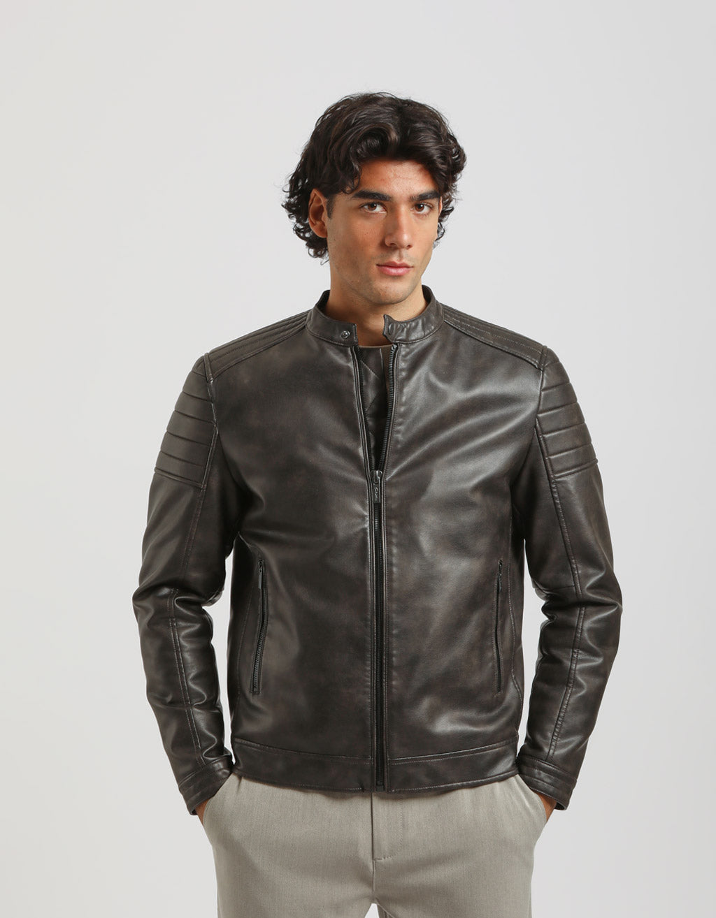 Giubbotto ecopelle effetto marmorizzato