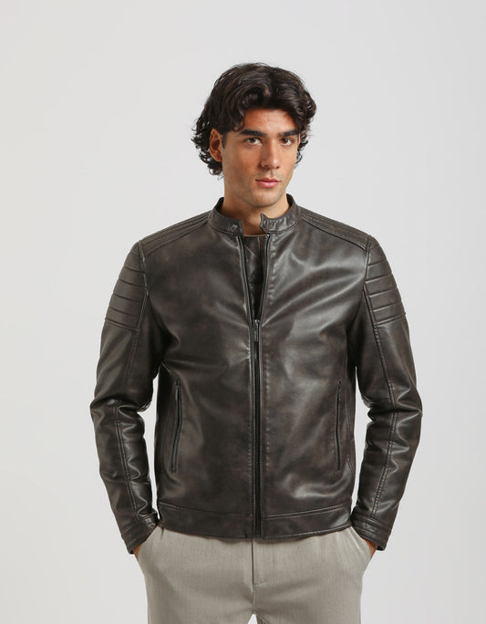 Giubbotto ecopelle effetto marmorizzato