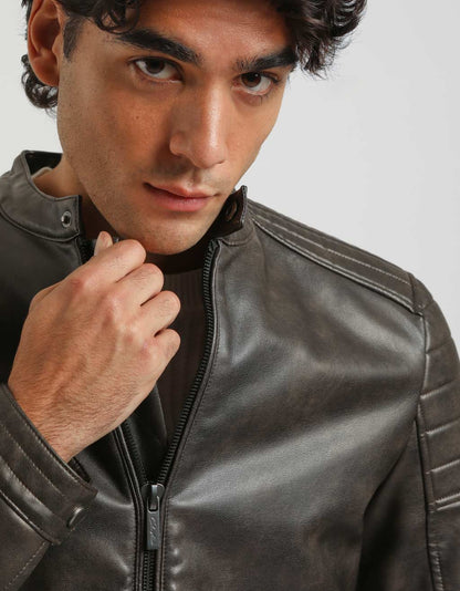 Giubbotto ecopelle effetto marmorizzato