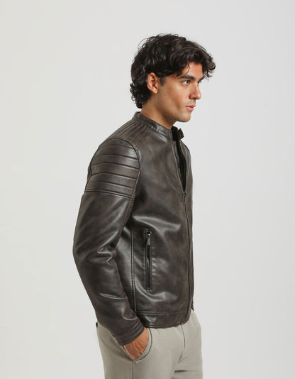 Giubbotto ecopelle effetto marmorizzato