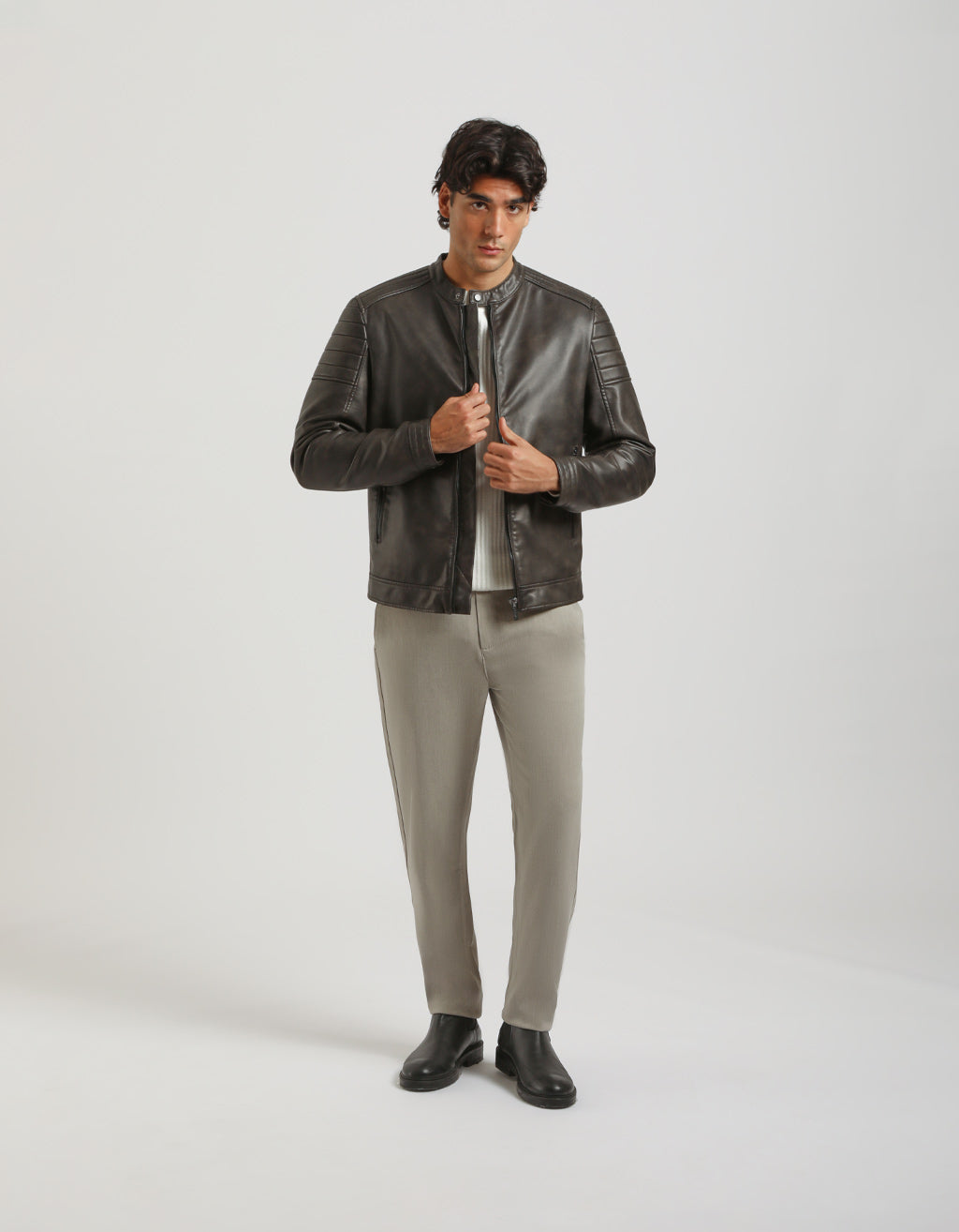 Giubbotto ecopelle effetto marmorizzato