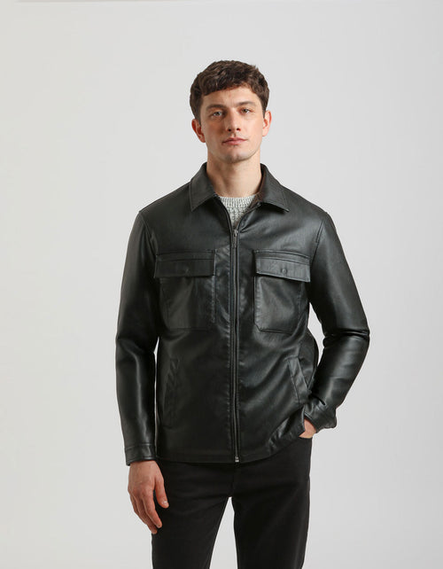 Giacca camicia effetto pelle