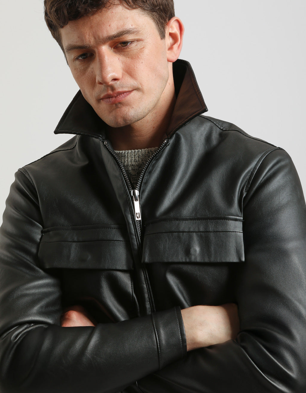 Giacca camicia effetto pelle