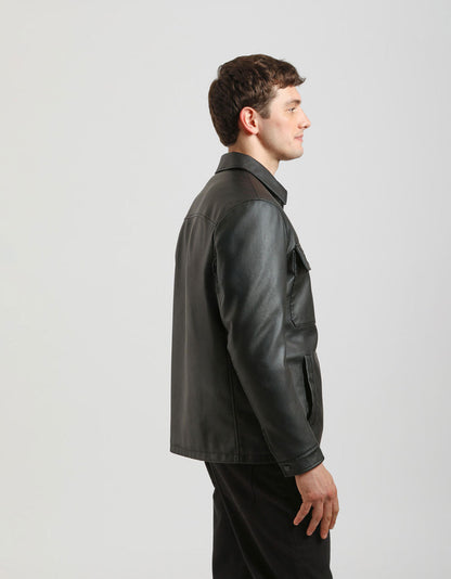 Giacca camicia effetto pelle